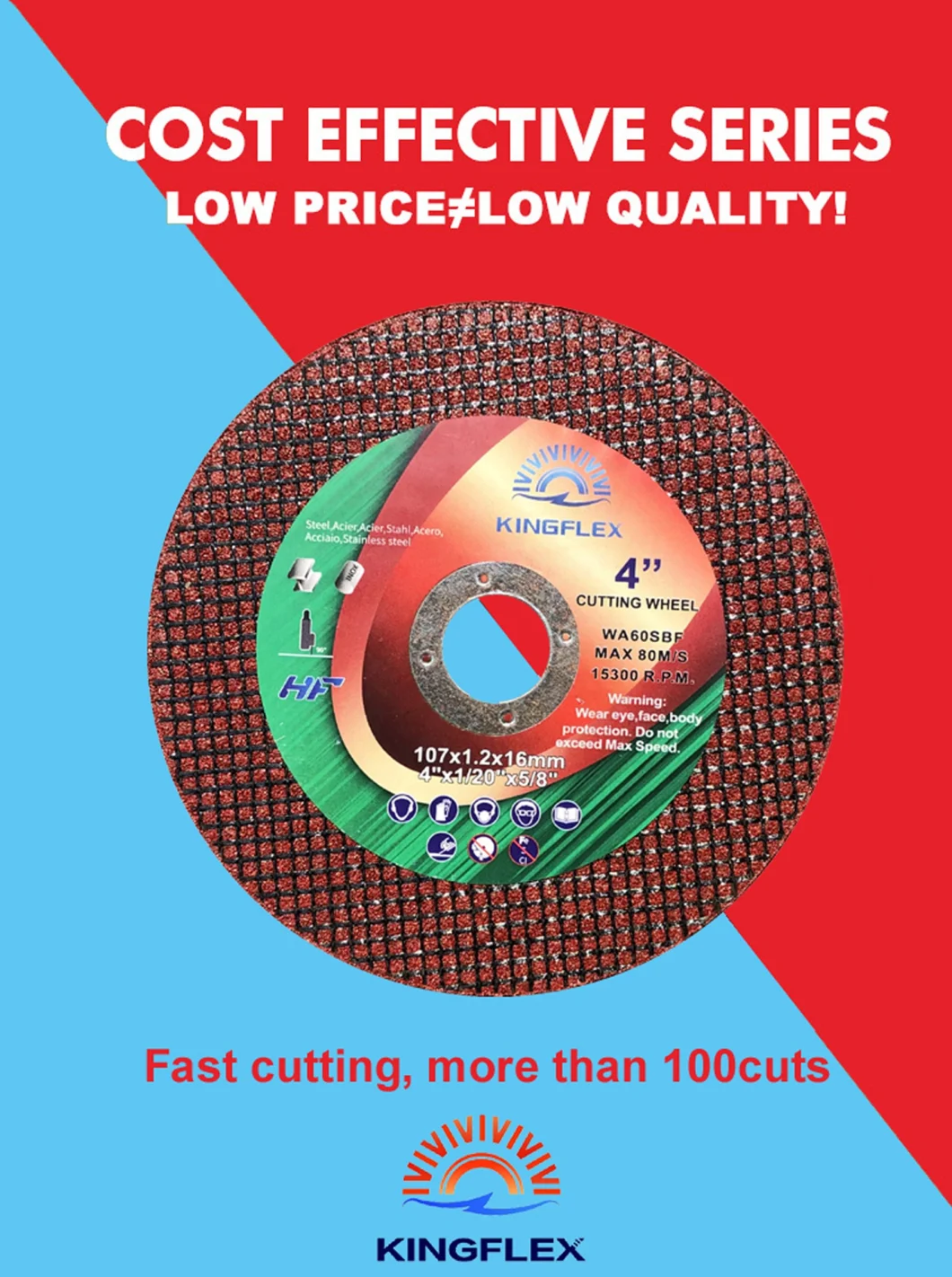 4 &quot;Inch Super-Thin High Quality Abrasive Cutting Disc Cutting Wheel for Steel and Inox