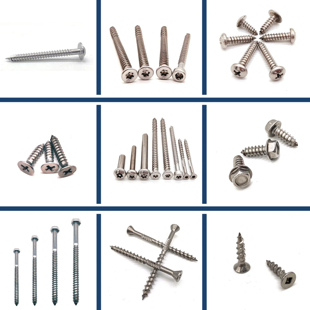 Made in China Stainless Steel J Screw Drywall Wood Roofing Tek Lag Screw Phillips Torx Chipboard Screw Machine Screw Self Tapping Self Drilling Screw